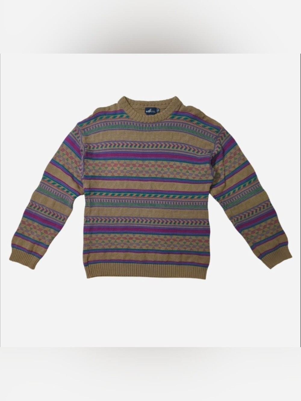 90’s Vintage 100% Cotton Striped Knit Sweater Size M Sperry Top Sider